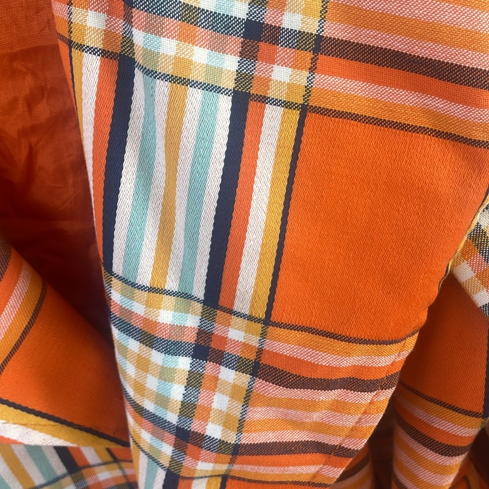 MARSIS California vintage 60’s orange blue plaid blazer jacket oversized collar - Picture 5 of 12